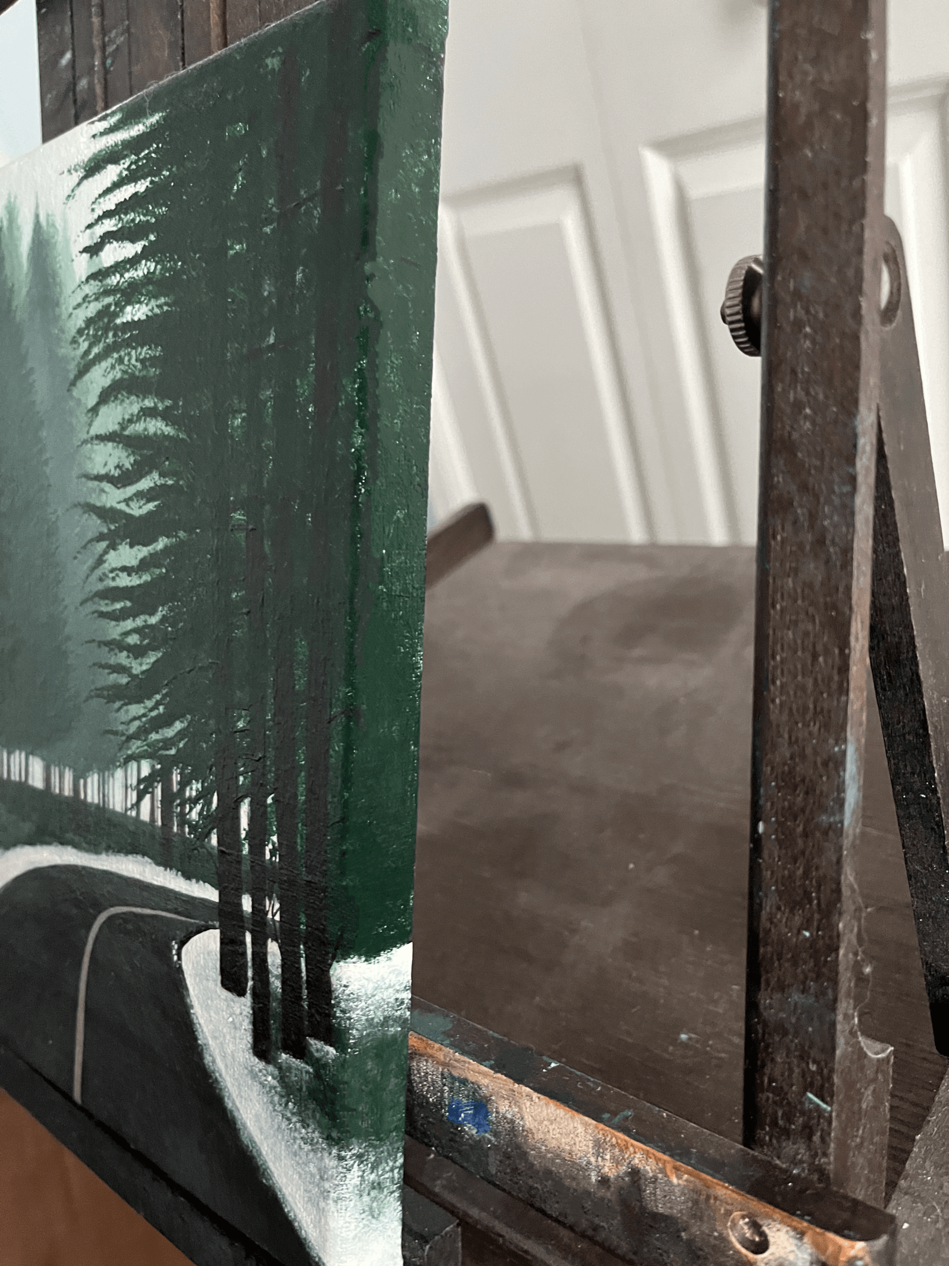 Side view of the painting