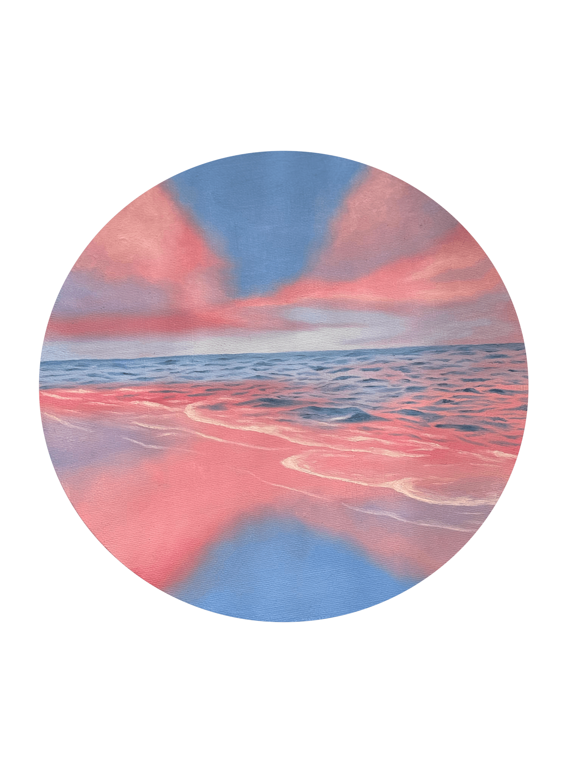 Close-up of oil paint texture in soft pink and blue tones