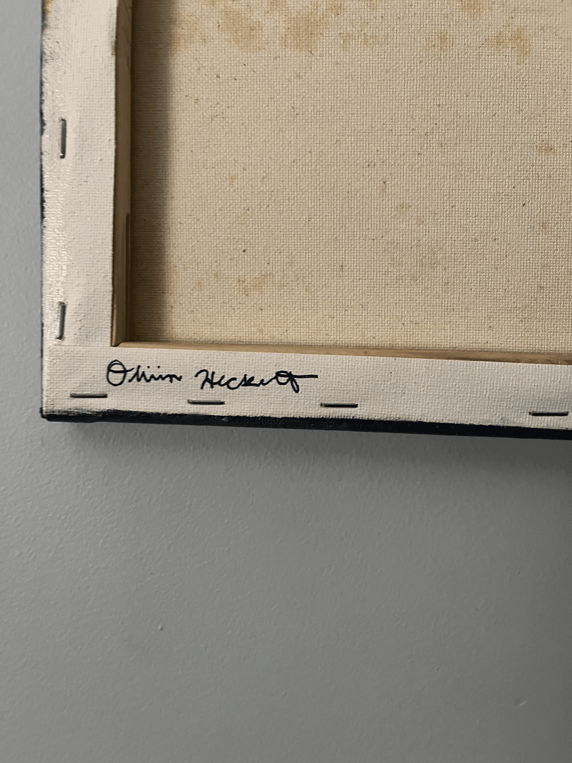 Artist signature on the back of the painting